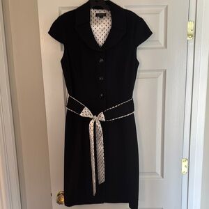 Tahari Black Dress with Polka Dot Accents